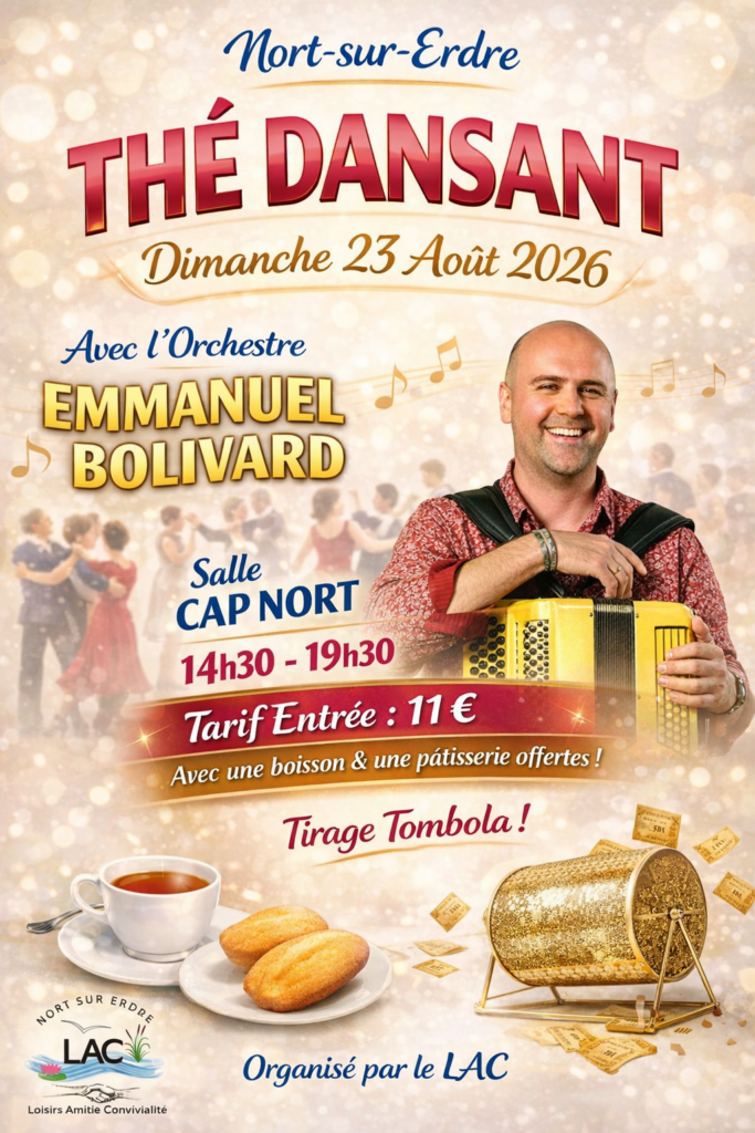 Thé dansant le 23 août 2026 salle Cap Nort avec l&rsquo;Orchestre Emmanuel Bolivard